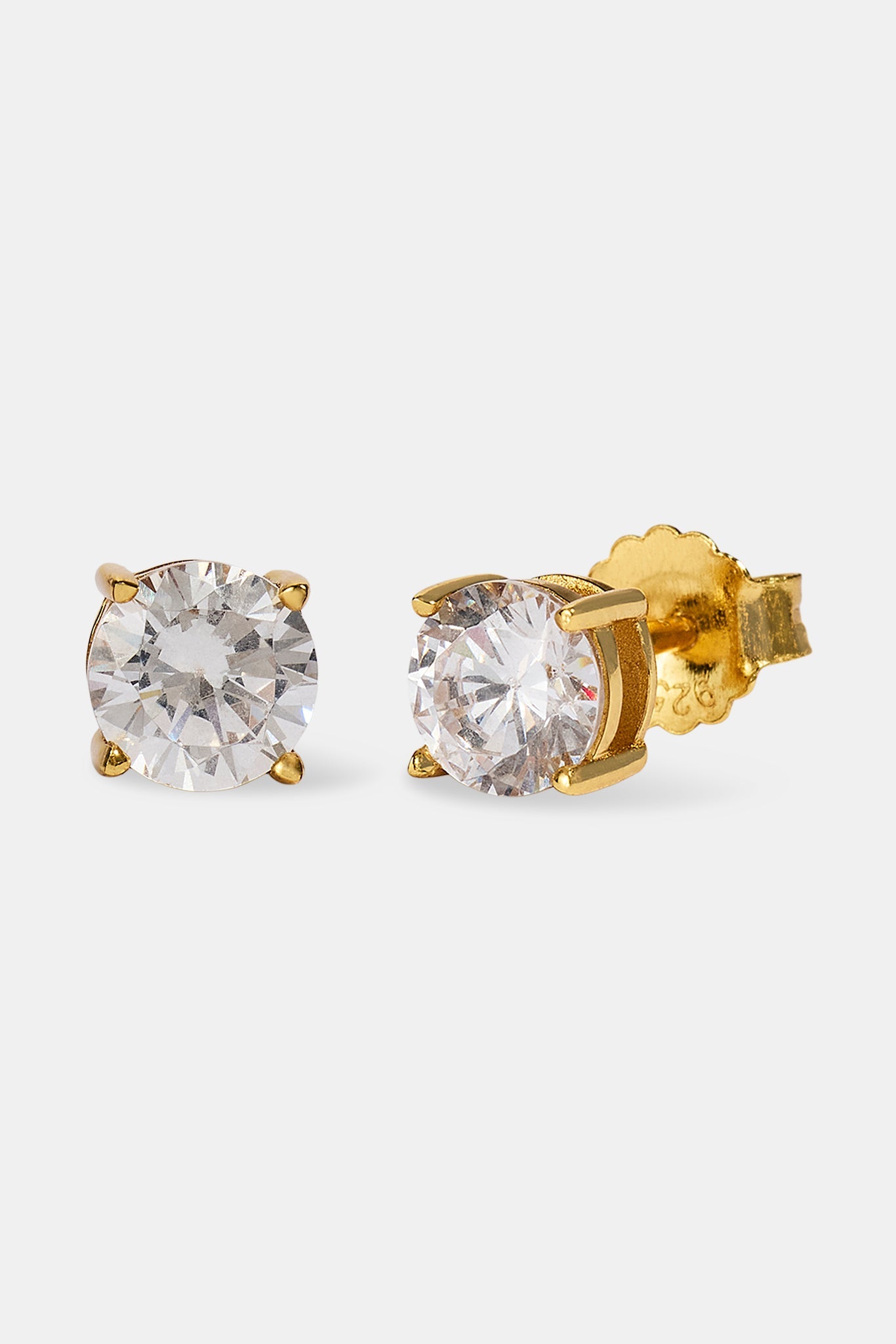 Iced Round Cut Stud Earrings - 6mm - Gold