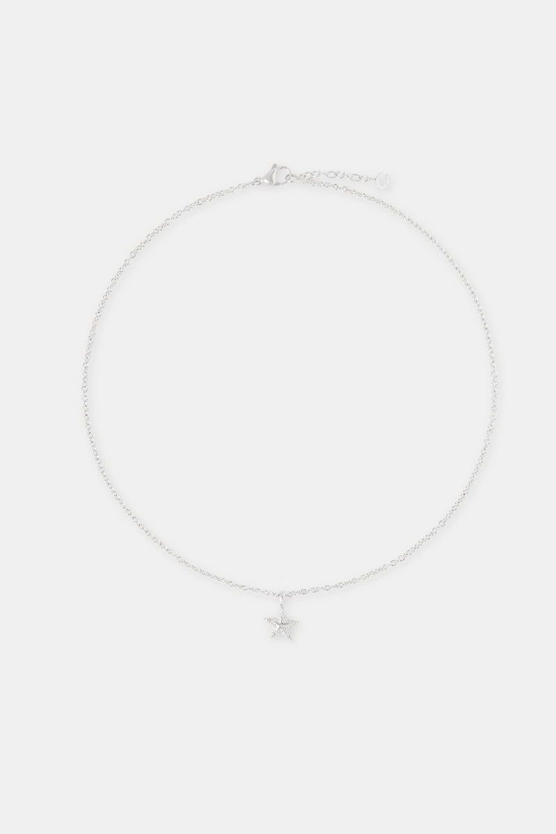 10mm Star Pendant Necklace - White