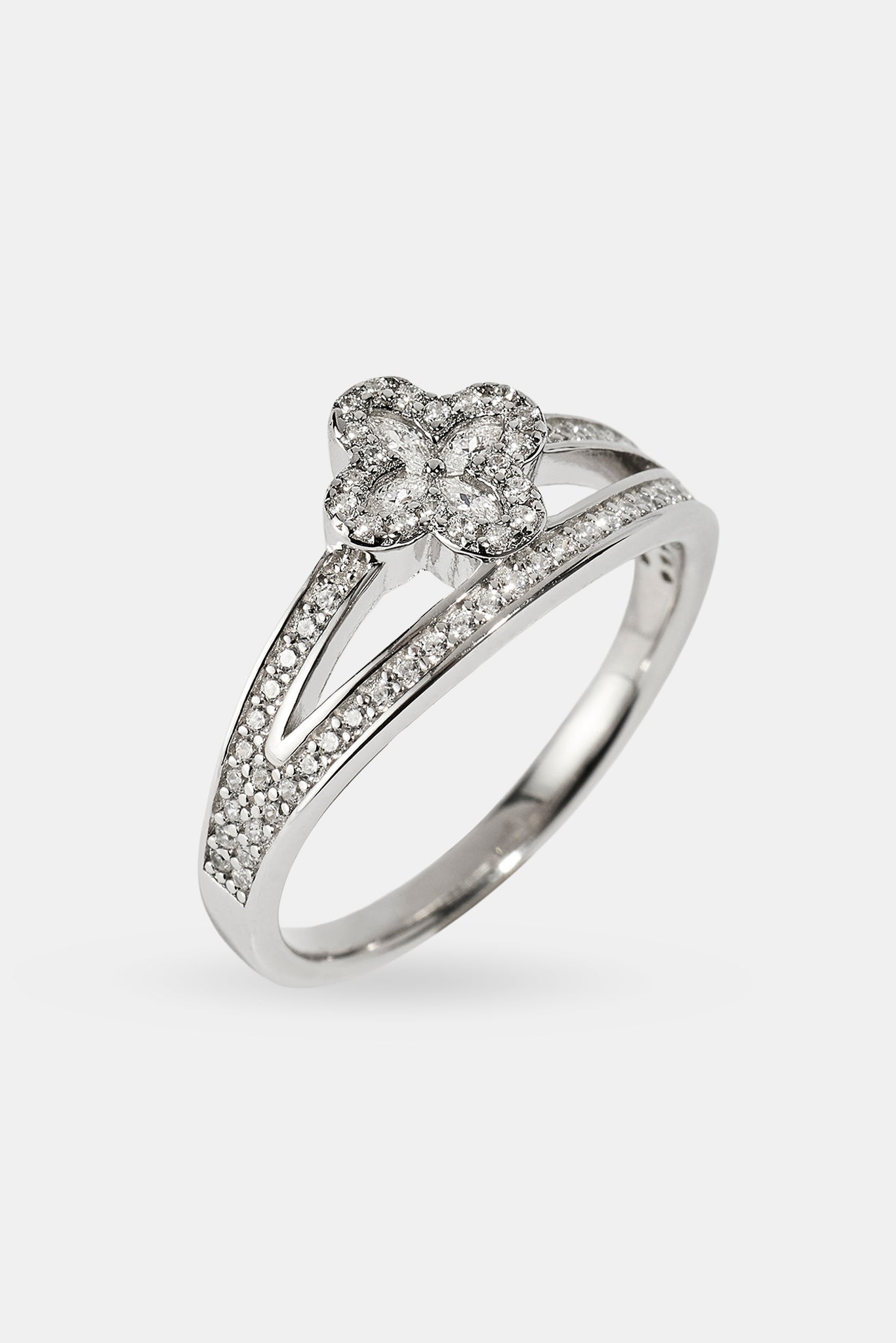 Double Band CZ Motif Ring - 5mm - White