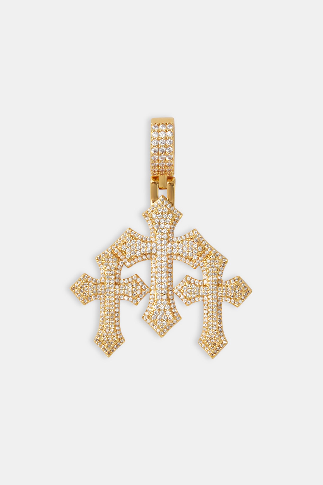 Women's Triple Cross Pendant & 5mm Tennis Chain - Gold | Womens