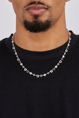 Iced Black Gemstone & Motif Chain  - 6mm - White