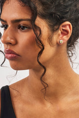 Iced Green Cluster Earrings - 7mm - White
