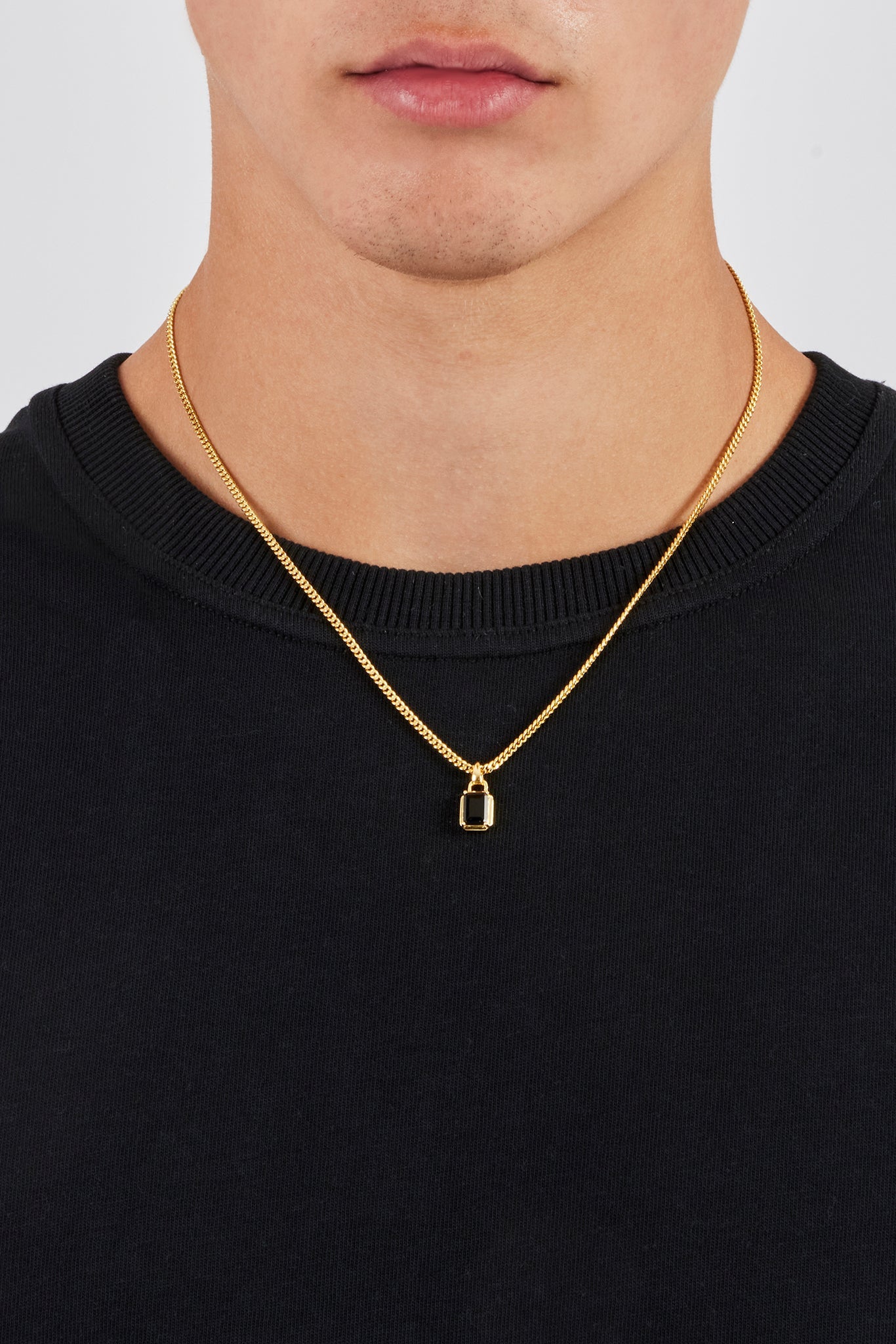 Micro Iced Black Gemstone Necklace - 10mm - Gold