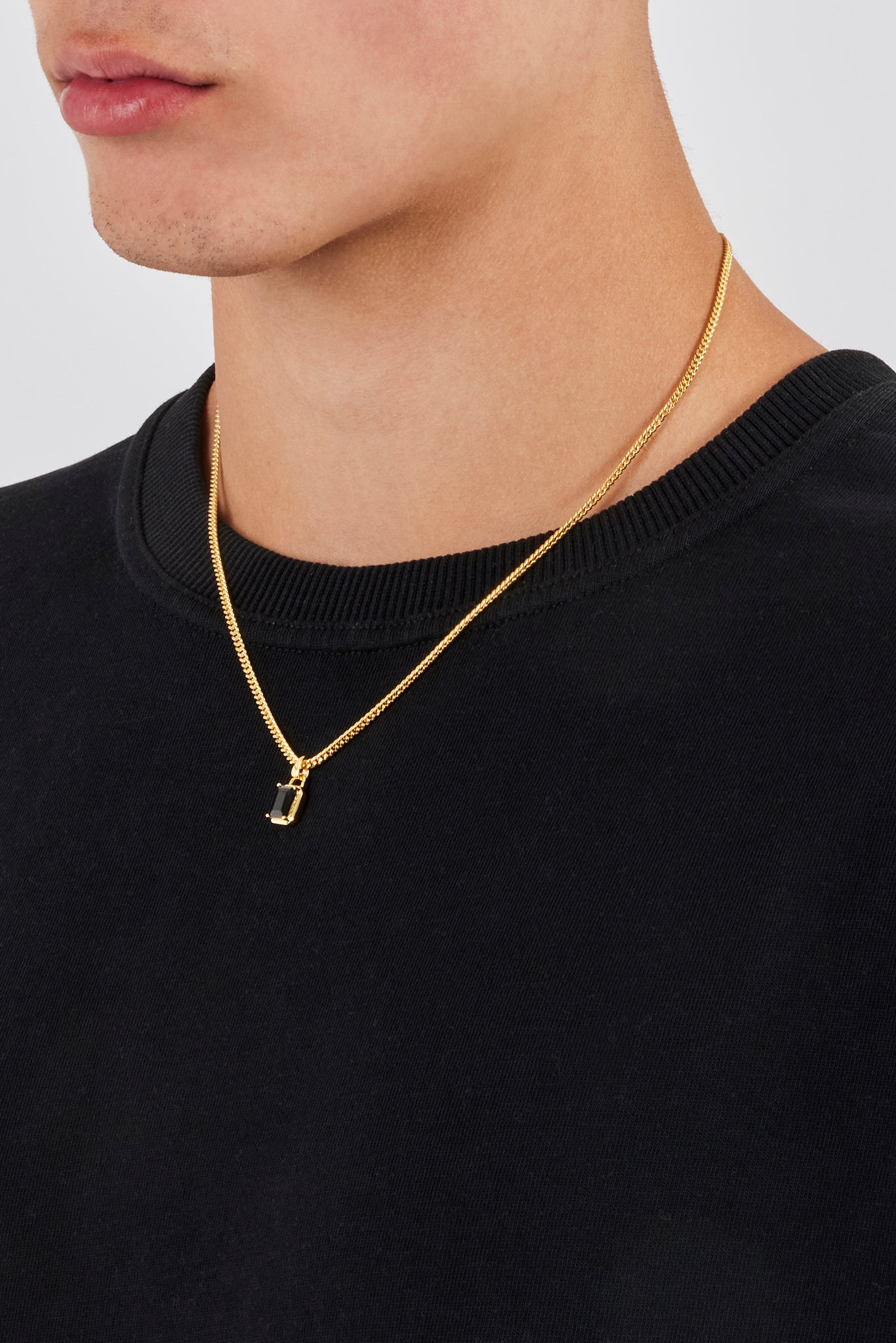 Micro Iced Black Gemstone Necklace - 10mm - Gold