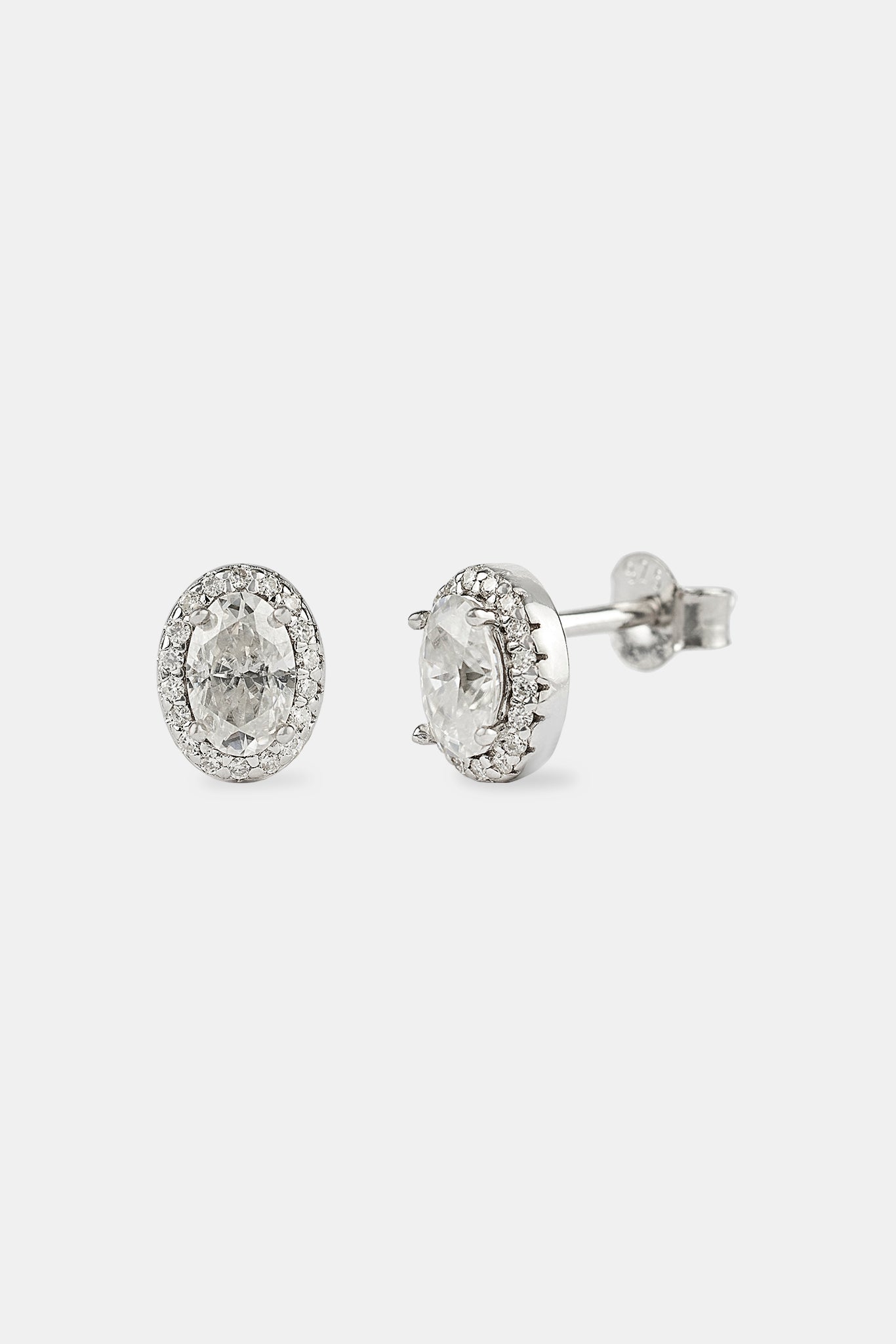 Moissanite Oval Cluster Stud Earrings - 6mm