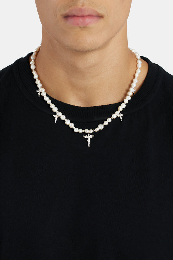 Pearl And Polished Motif Necklace