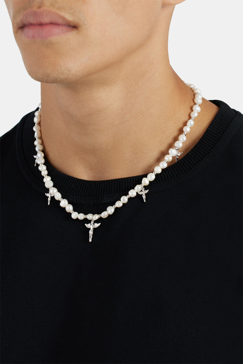 Pearl And Polished Motif Necklace