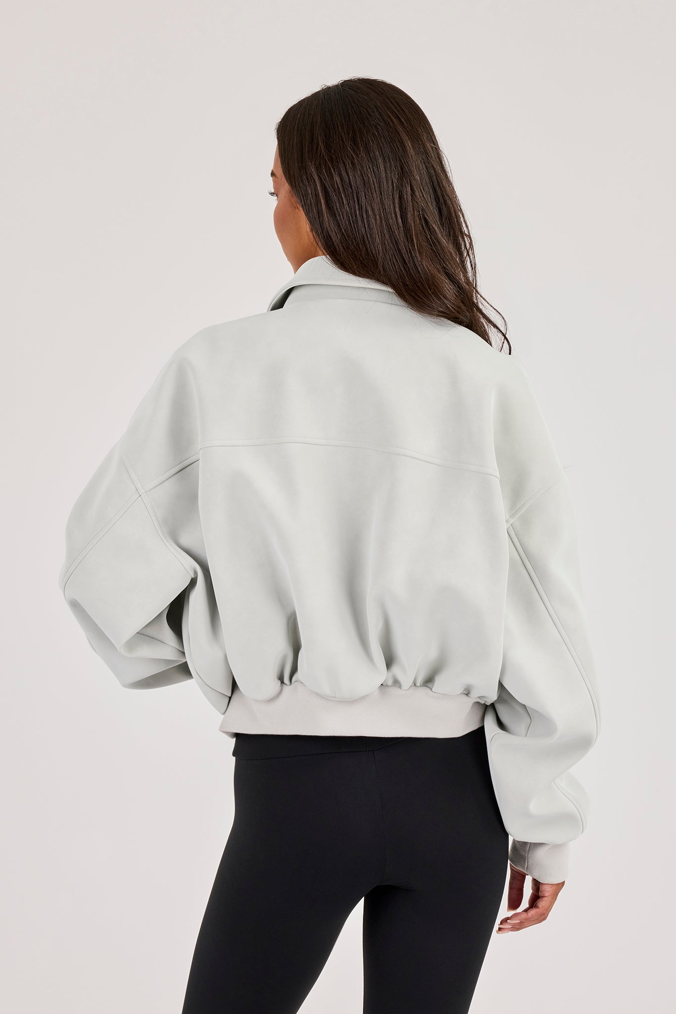 Suede Collared Bomber - Light Blue