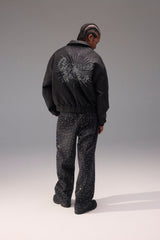 Baggy Fit Rhinestone Jean - Black
