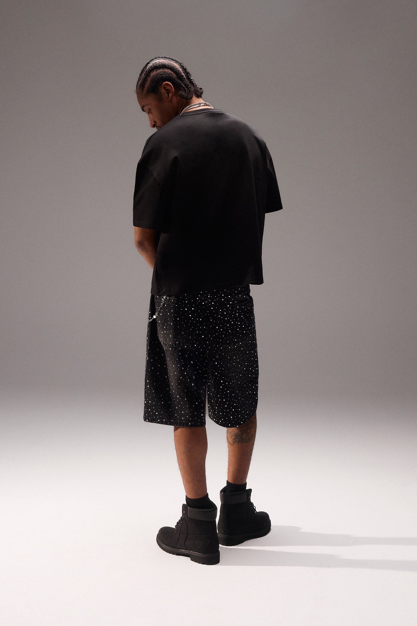 Rhinestone Jort - Washed Black | Mens Shorts | Shop Jorts at