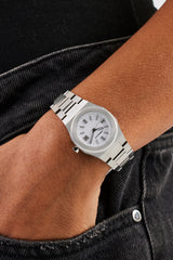 Cernucci White Dial Polished Watch - Silver