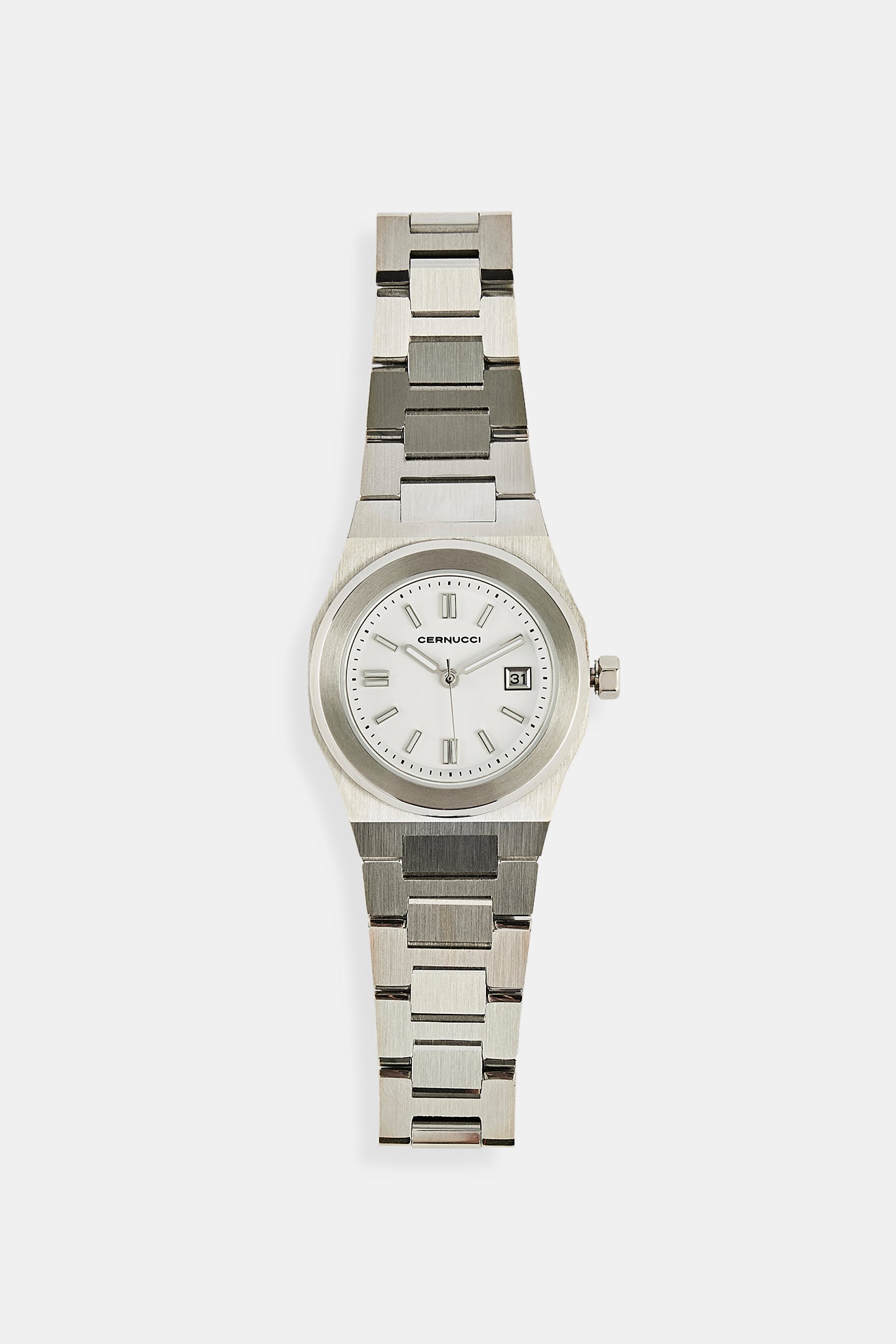 Cernucci White Dial Polished Watch - Silver