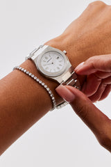 Cernucci White Dial Polished Watch - Silver