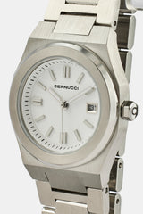 Cernucci White Dial Polished Watch - Silver