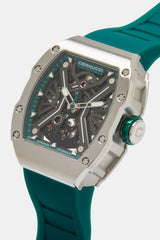 Skeleton Rubber Strap Watch - Green