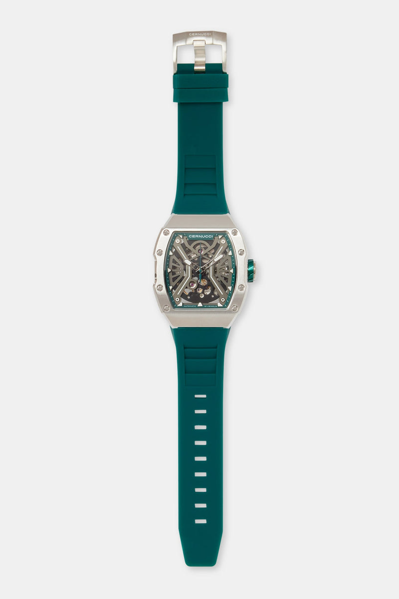 Skeleton Rubber Strap Watch - Green