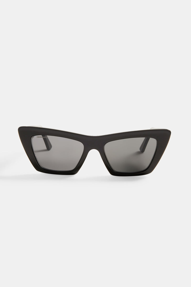Square Cat Eye Acetate Frame Sunglasses - Black