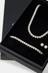 Moissanite 5mm Tennis Chain, Bracelet & Earring Set