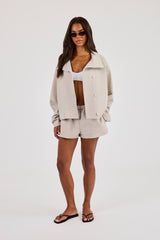 Crinkle Check Nylon Trench Jacket & Short - Stone