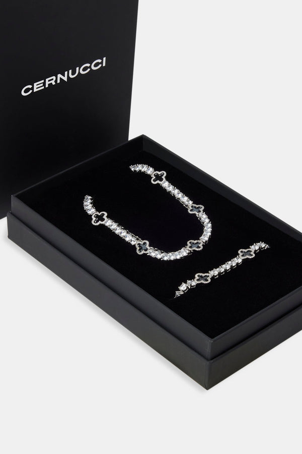 5mm Black Motif Tennis Chain & Bracelet Set