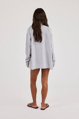 Check Print Oversized Shirt & Short - Baby Blue