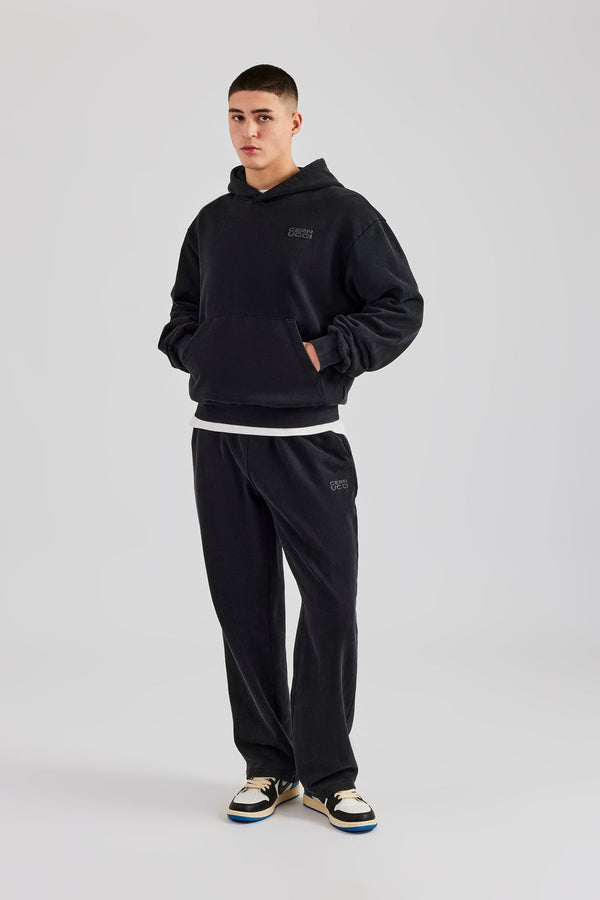 Washed Hooded Tracksuit - Black