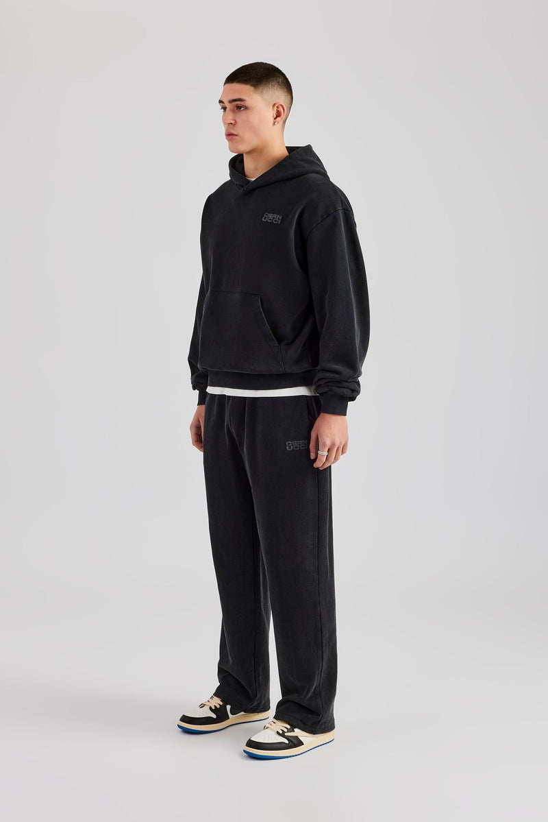 Washed Hooded Tracksuit - Black