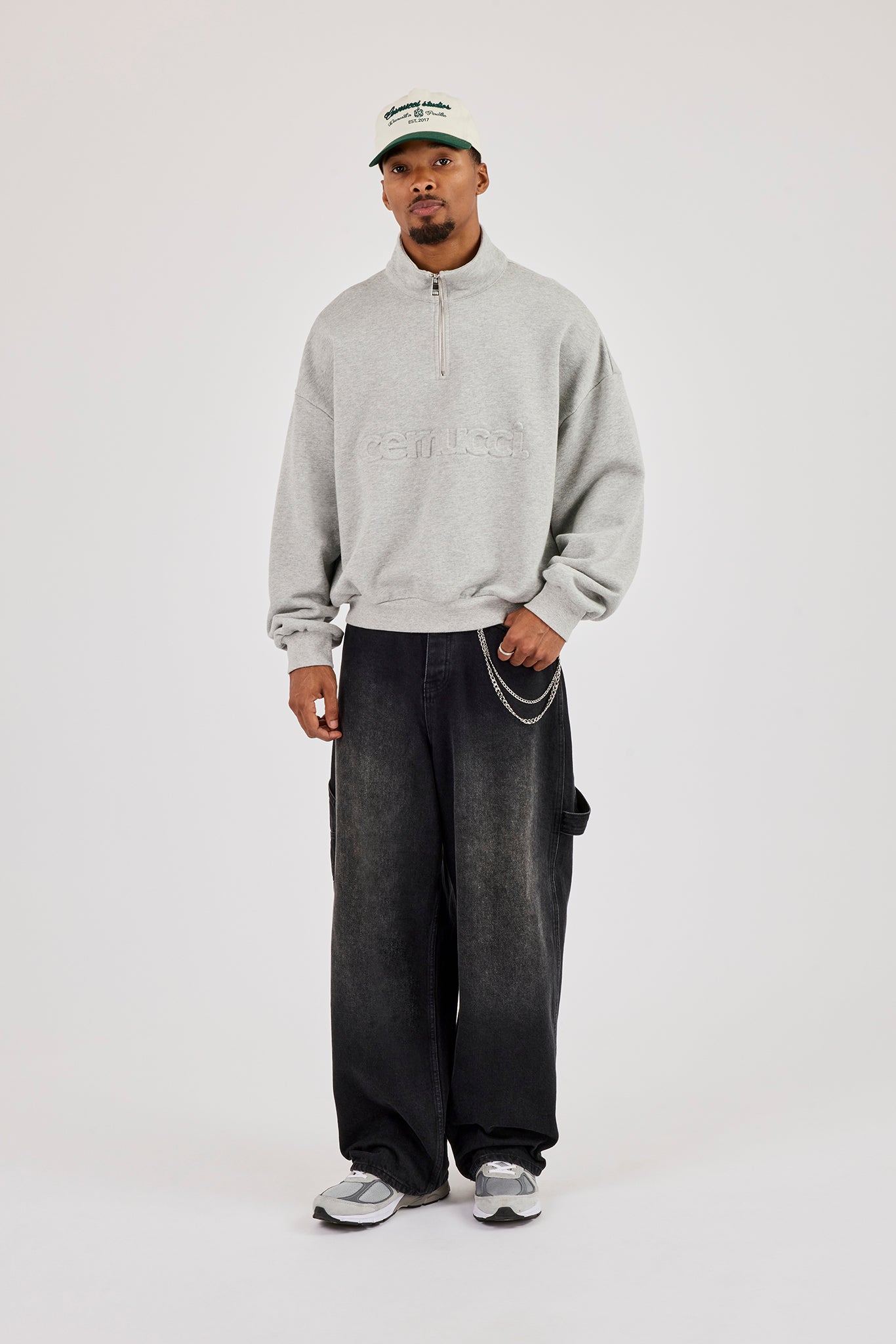 Logo Embossed Sweater - Grey Marl