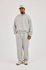 Logo Embossed Sweater & Relaxed Jogger - Grey Marl
