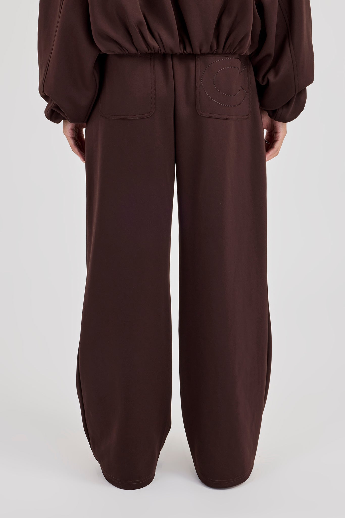 Wide Leg Poly Trouser - Chocolate
