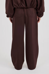 Wide Leg Poly Trouser - Chocolate