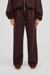 Wide Leg Poly Trouser - Chocolate