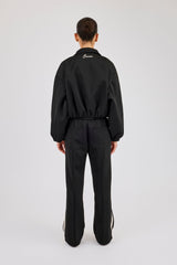 Taping Collared Bomber Jacket & Wide Leg Track Pant - Black