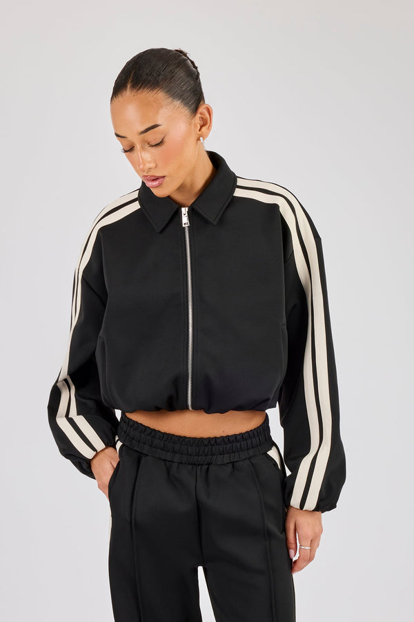 Taping Collared Bomber Jacket - Black