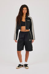 Taping Cropped Harrington Jacket & Jort - Black