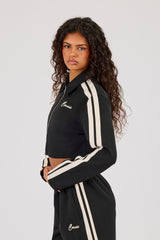 Taping Cropped Harrington Jacket - Black