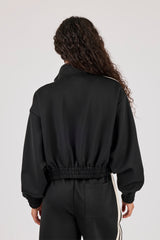 Taping Cropped Funnel Neck Jacket - Black