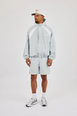 Check Panelled Hooded Windbreaker & Relaxed Short - Green