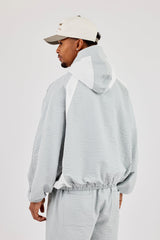 Check Panelled Hooded Windbreaker - Green