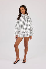Polka Dot Jacket & Mini Short - White