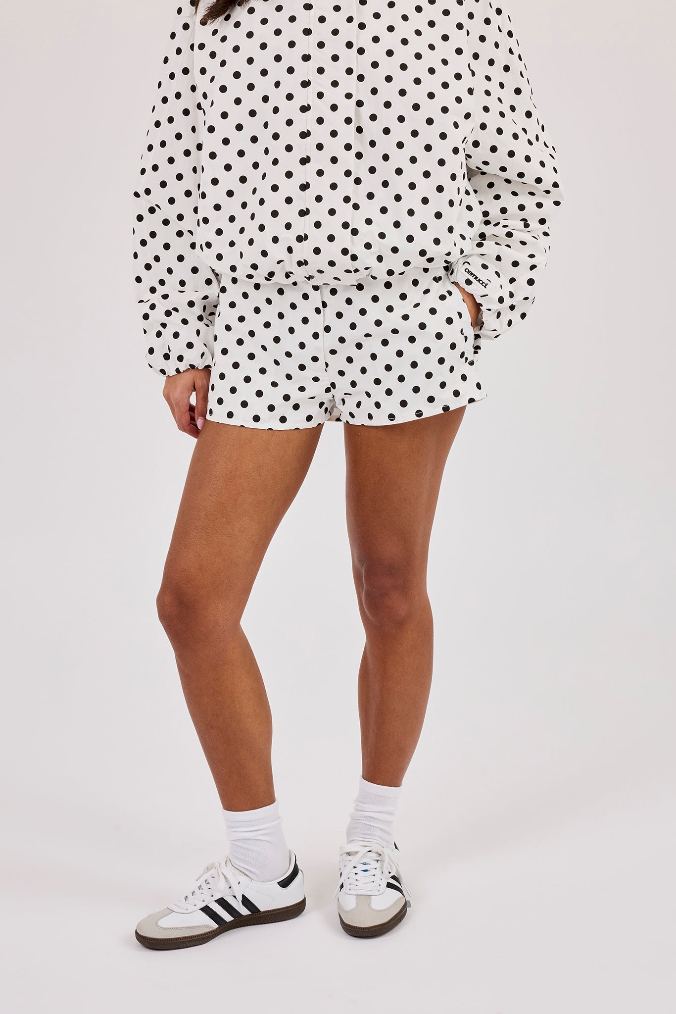 Polka Dot Mini Short - White