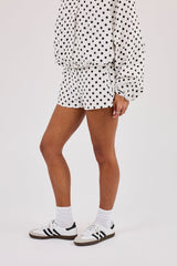Polka Dot Mini Short - White