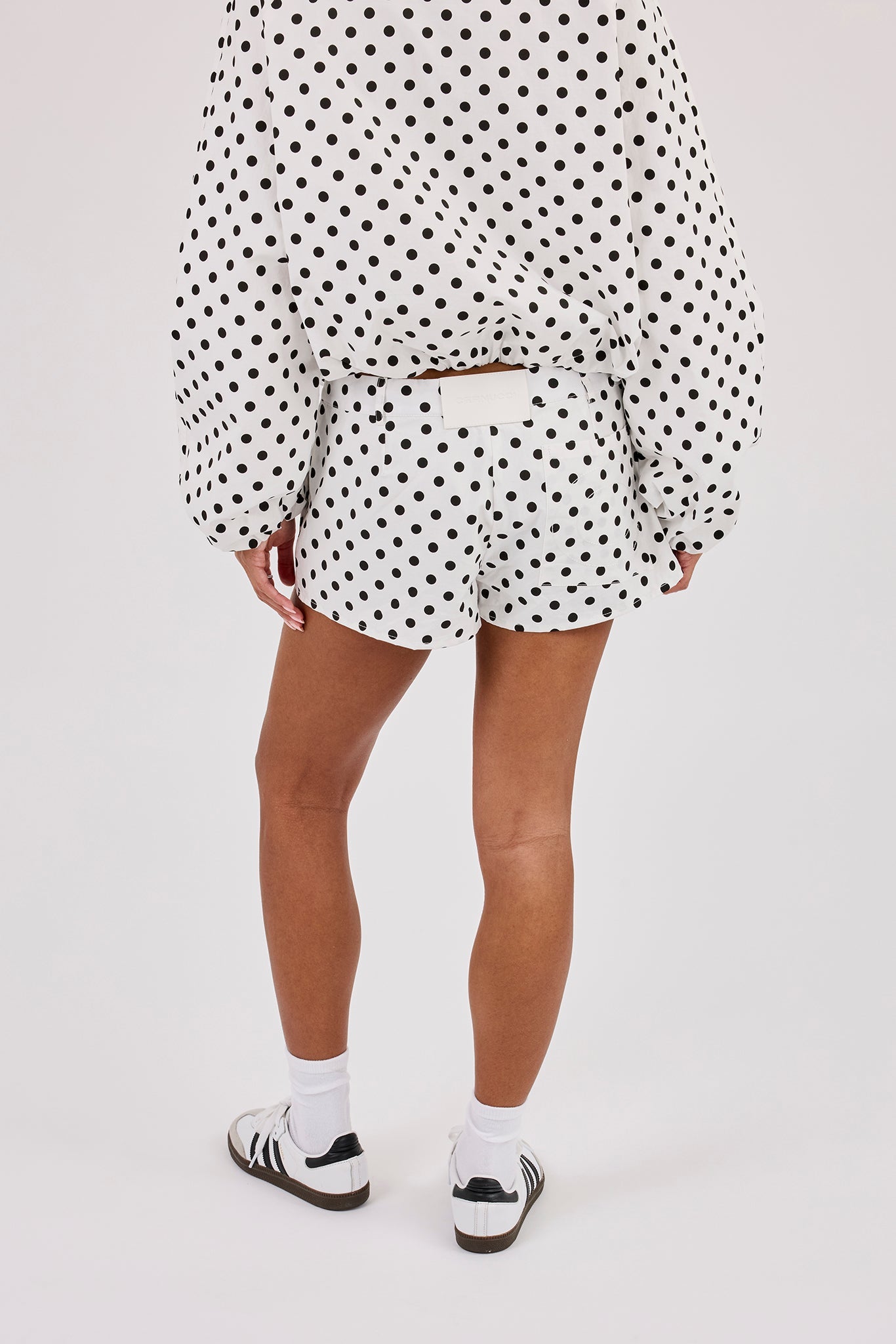 Polka Dot Mini Short - White
