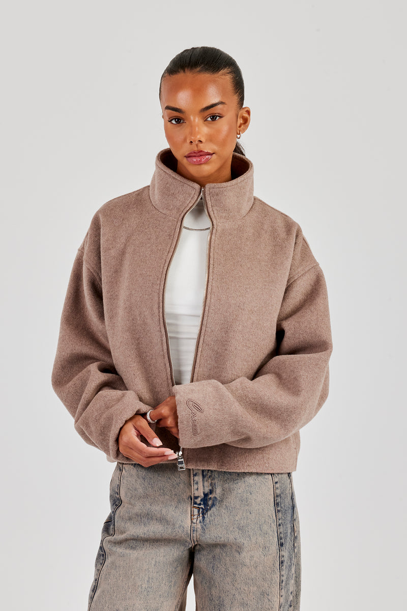 Brushed Wool Jacket - Taupe