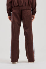 Suede Jogger With Side Stripes - Coffee