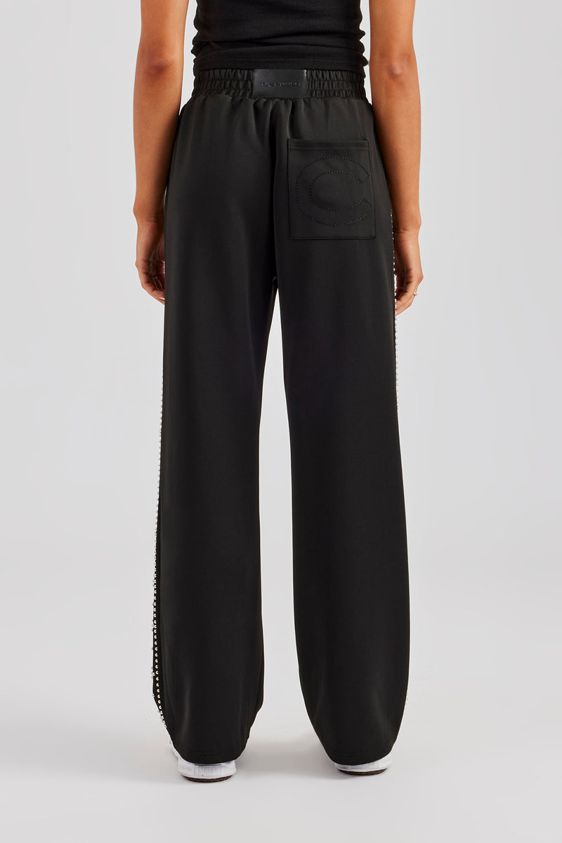 Stud Wide Leg Jogger - Black