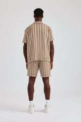 Knitted Contrast Stripe Short - Chocolate