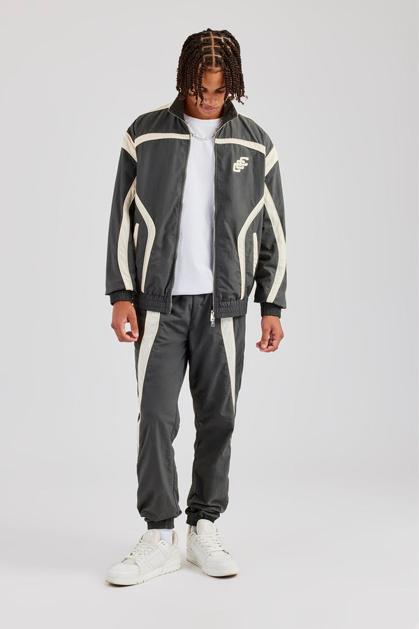 CCC Nylon Zip Through Tracksuit - Charcoal