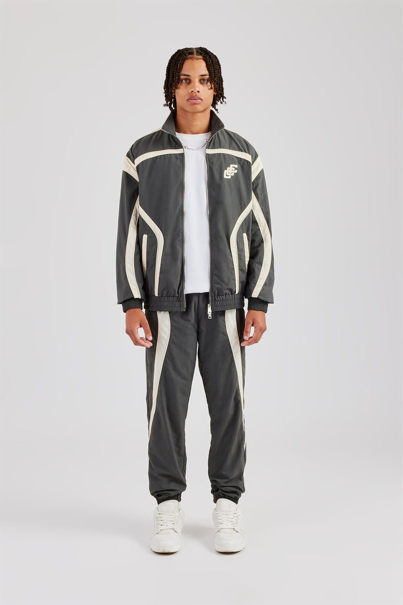 CCC Nylon Zip Through Tracksuit - Charcoal