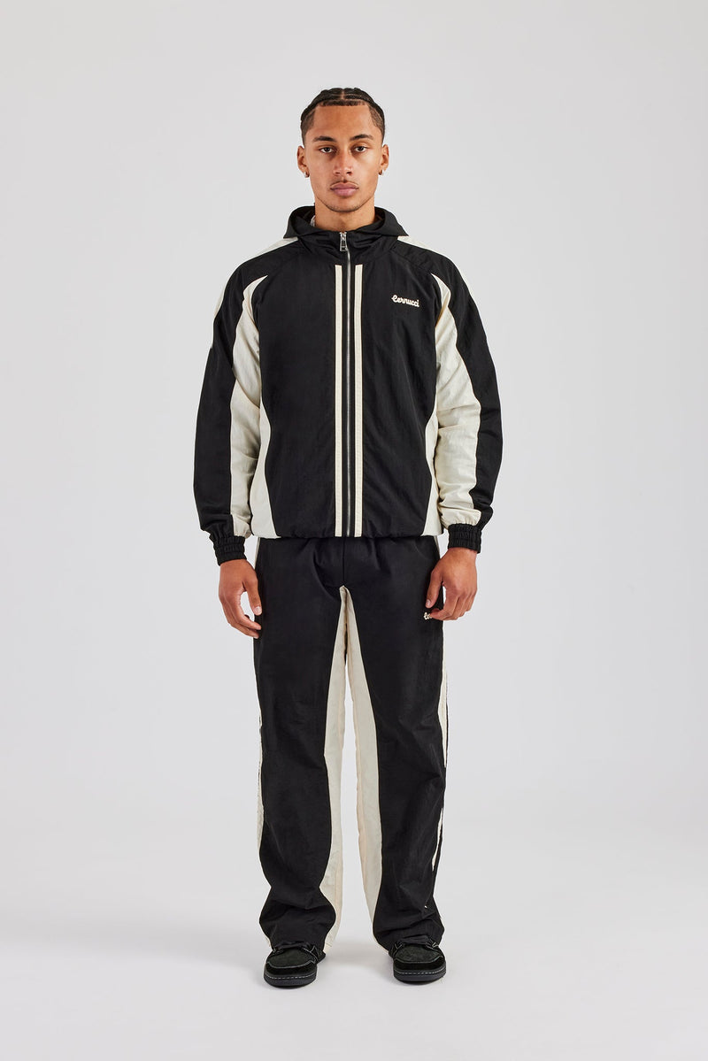 Cernucci Contrast Panel Nylon Tracksuit - Black